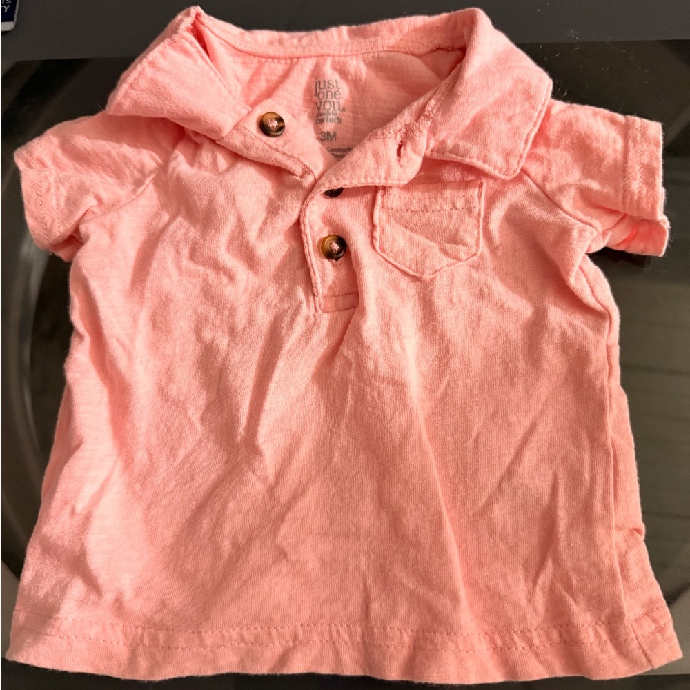 Kids Pink Polo Shirt with Button Details